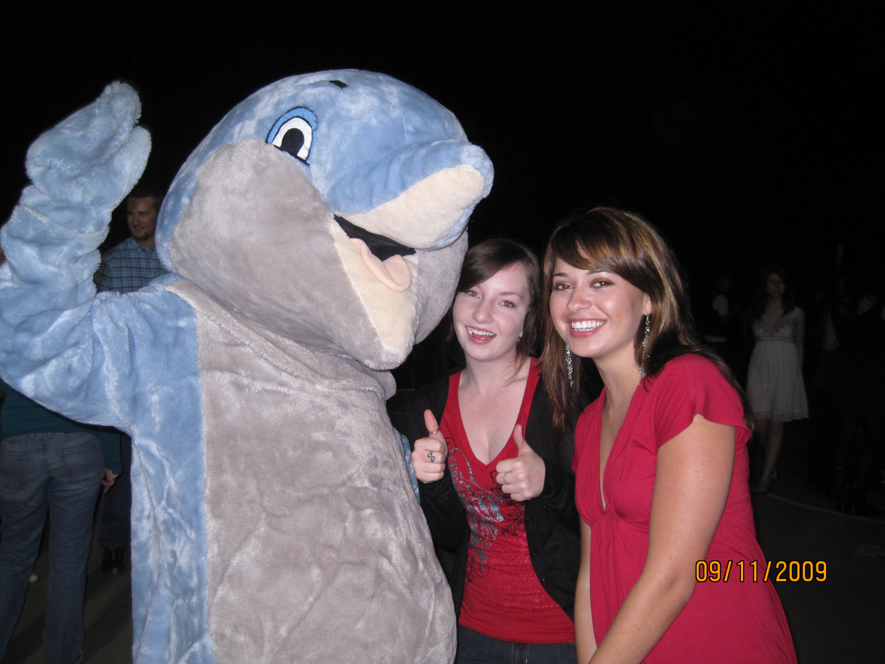 Jennifer O'Neal with Dolphin Mascot