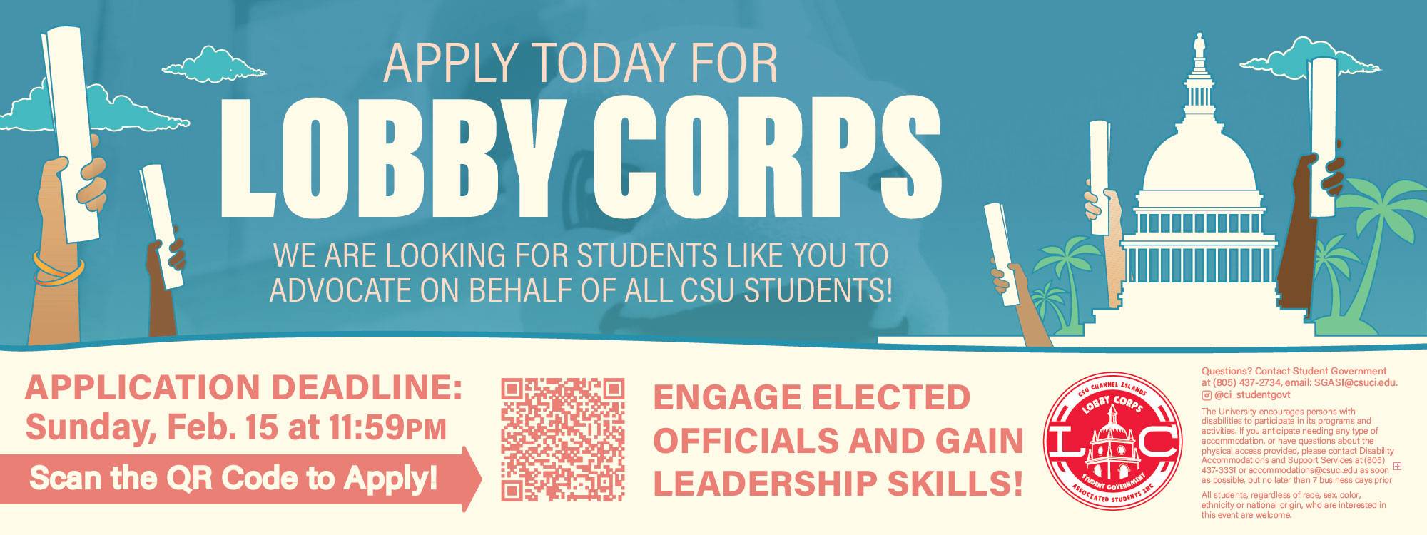 Grey Lobby Corps logo with Icon of Bell Tower